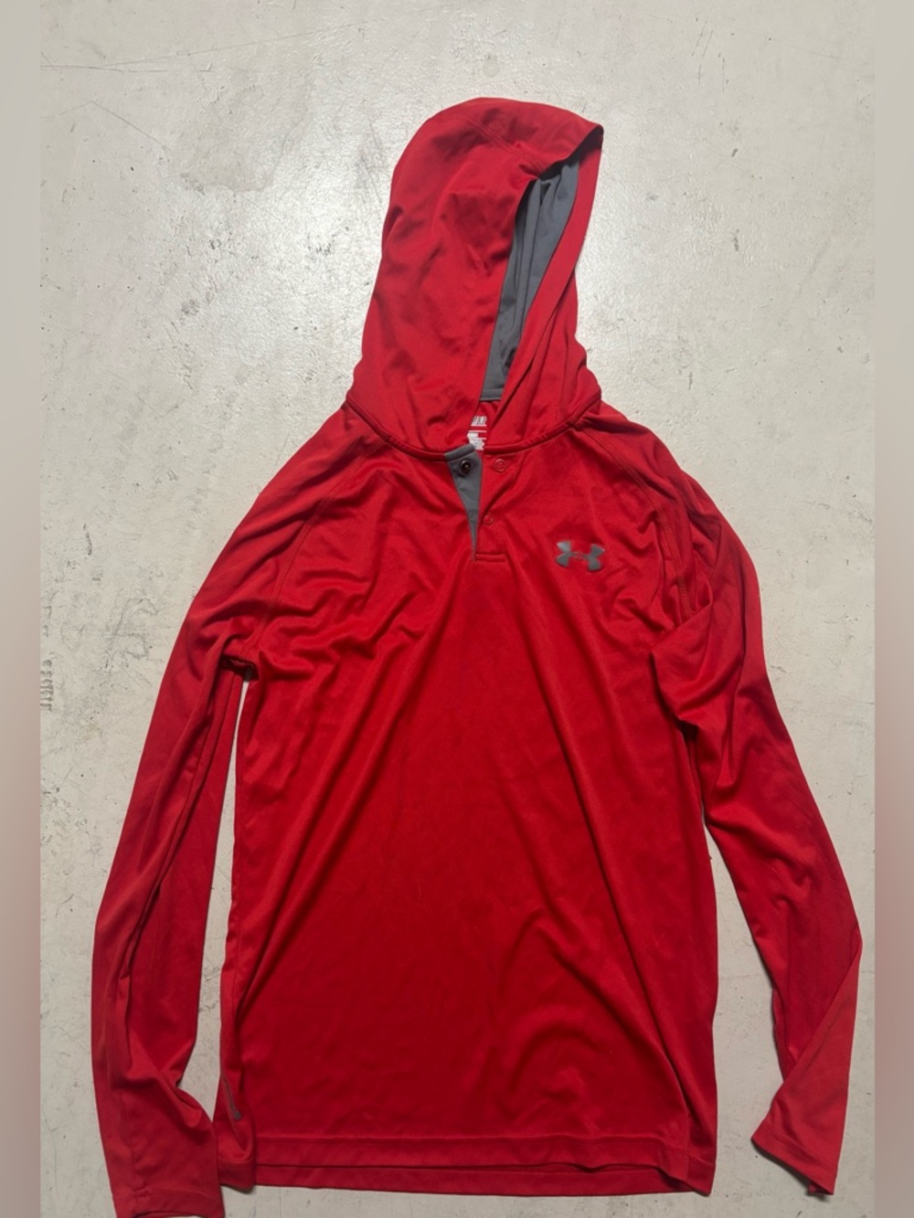 Under Armour Red HeatGear Hoodie Athletic Pullover Small Medium